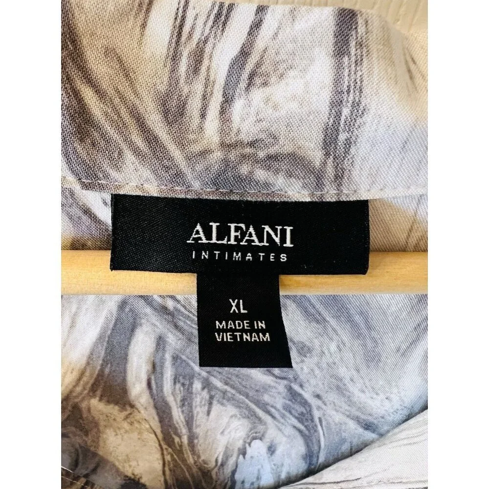 Alfani Intimates Women’s Pajama Top Size XL Grey Marble Short Sleeve NWT - Picture 3 of 7